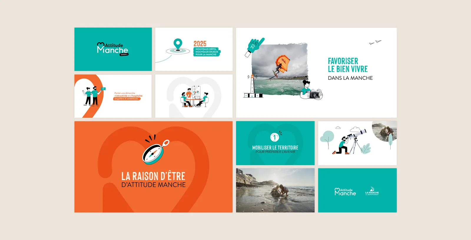 Storyboard du site internet Attitude Manche, etape d'exploration dessinee par Unik Studio