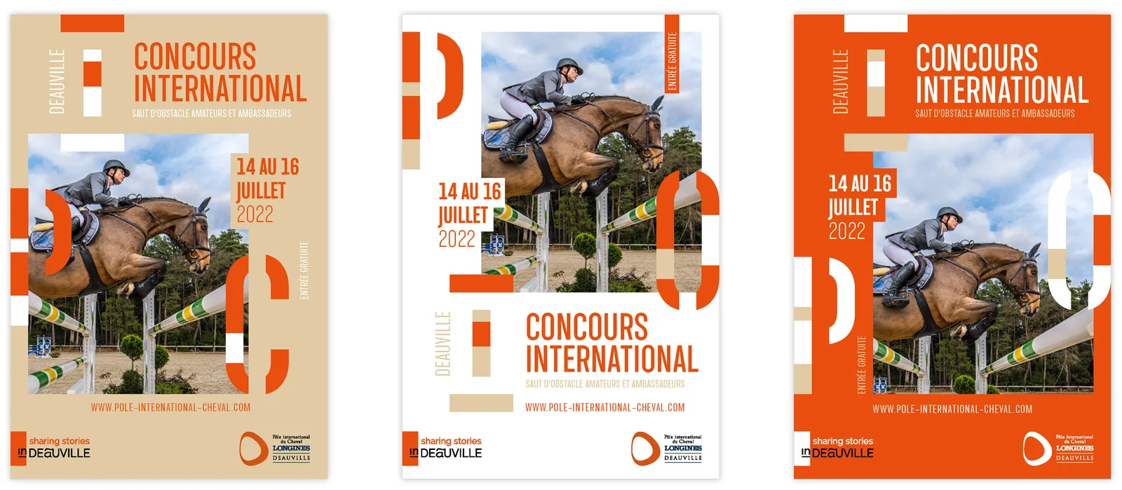 Déclinaisons de l'identité événementielle du Pôle International du Cheval sur différents supports