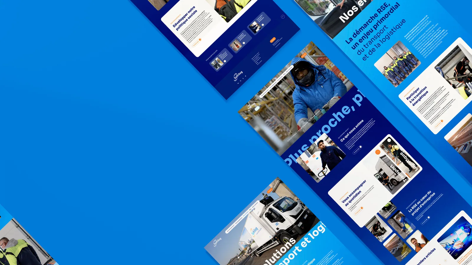 Pages du site internet Sofrilog conçues par Unik Studio